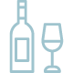 Icone vectorielle sur le site de La Table de 3 à Bordeaux : une bouteille de vien à gauche et son verre à pied à droite
